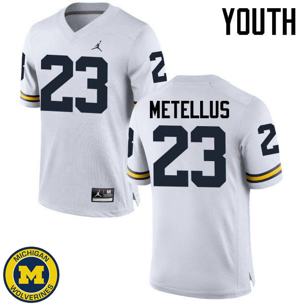 Youth University of Michigan #23 Josh Metellus White Player Jersey